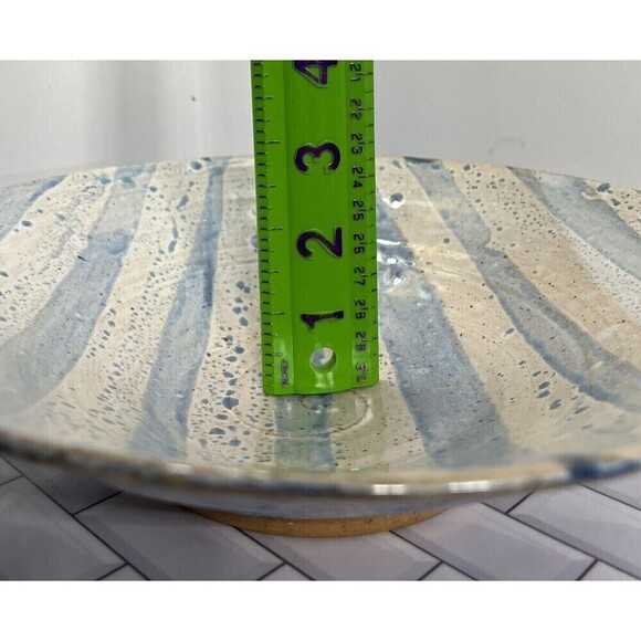 Hand Thrown Pottery Bowl Matte Signed Blue Made In North Carolina Farmhouse - Picture 11 of 12